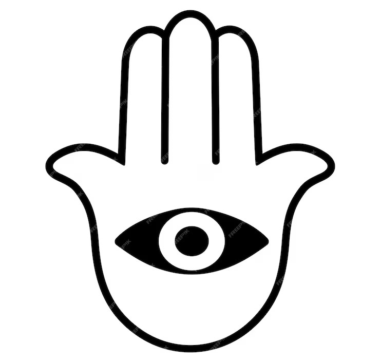 Create meme: palm with an eye symbol, the hand symbol, eye hands icon