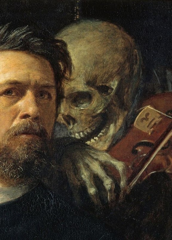 Create meme: Arnold Becklin self-portrait with death, Self-portrait with death, Becklin self-portrait with death