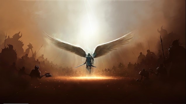 Create meme: The fallen archangel Tyrael, angels warriors, a warrior with wings