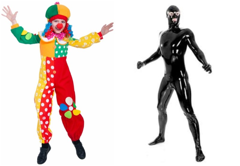 Создать мем: латексный комбинезон, латексный костюм, костюм клоун филя