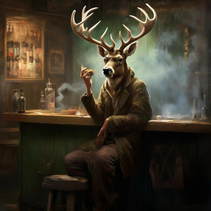 Create meme: deer , deer man, deer painting