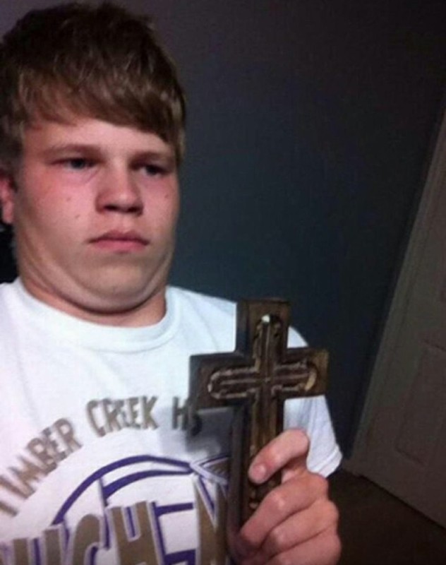 Create meme: the guy with the cross, meme the kid with a cross , the guy with the cross MEM