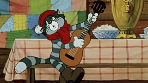 Create meme: pictures of the cat Matroskin from Prostokvashino, Sylvester, Sylvester with a guitar