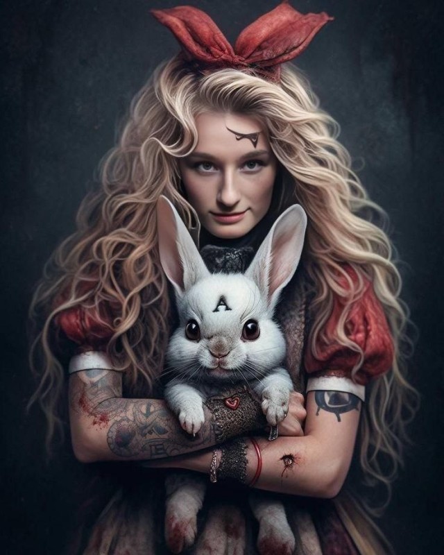 Create meme: white rabbit, White Rabbit Alice in Wonderland, Alice Rabbit in the country