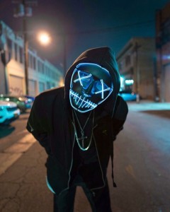 Create meme: photo hacker led purge mask, Male, neon mask