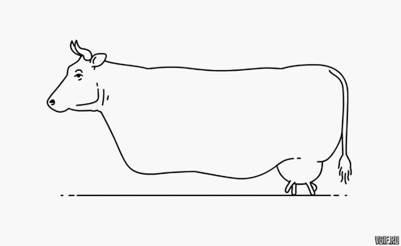 Create meme: cow pencil drawing for kids, cow drawing is easy, cow contour side view