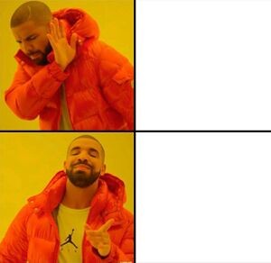 Create meme: meme Drake, meme with Drake pattern in good quality, meme with the dude in the orange jacket