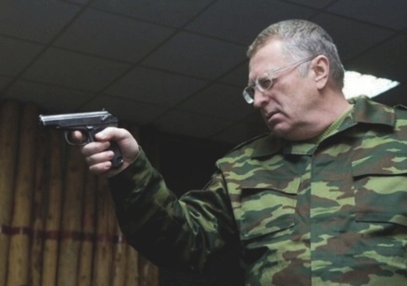 Create meme: Vladimir Zhirinovsky Colonel, Zhirinovsky , Zhirinovsky with a pistol