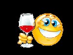 Create meme: smiley face with a glass of wine, smiley face with a glass, Smiley face for friendship