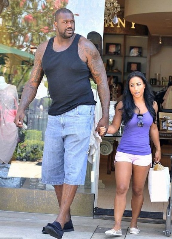 Create meme: Shaquille o'neal and his wife, shaquille oneal's wife, Shaquille o'neal