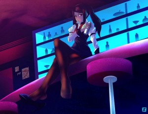 Create meme: anime girl, va 11 hall a cyberpunk bartender action