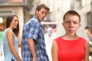 Create meme: the guy looks at the girl, meme the wrong guy, meme with a guy and two girls
