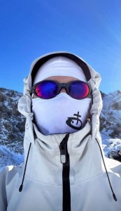 Create meme: Balaklava, snowboard, male