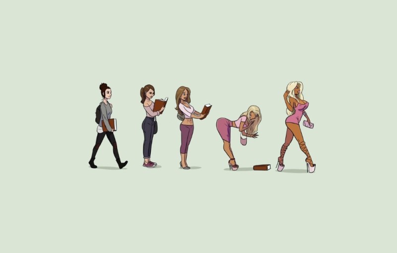 Create meme: evolution of a girl, screenshot , bimbofication motivation