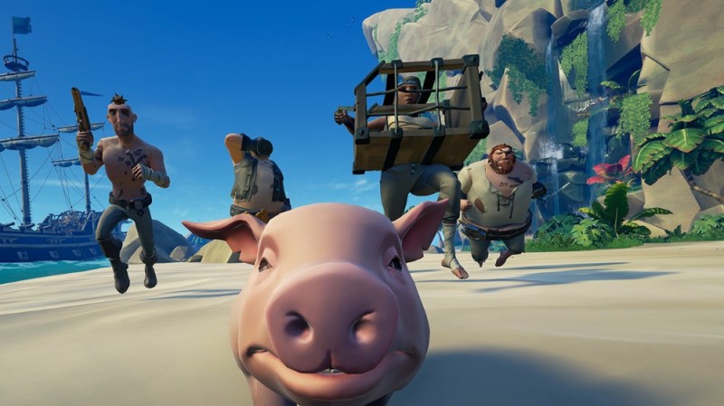 Создать мем: скриншот, игра sea of thieves, рога и копыта свинья