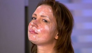 Create meme: flushed face after the mask, face mask of sperm, Yogurt