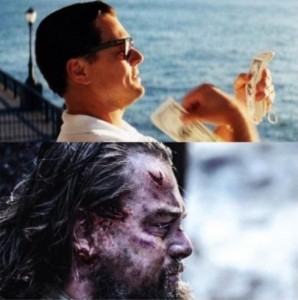 Create meme: Leonardo DiCaprio, Tom hardy and Leonardo DiCaprio survivors