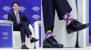 Создать мем: джастин трюдо носки world economic forum, премьер министр канады, премьер-министр канады джастин трюдо носки