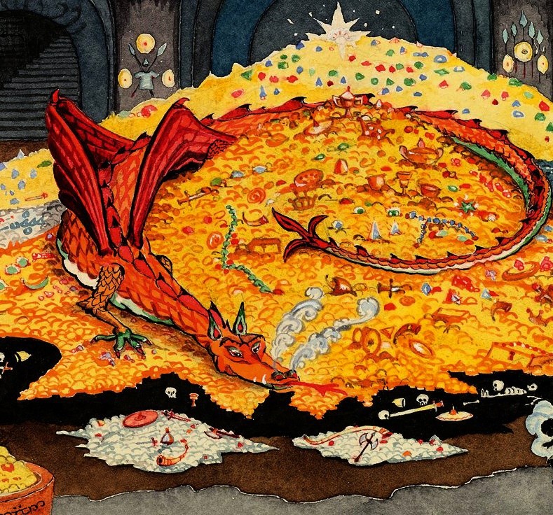 Create meme: smaug tolkien's illustrations, The dragon Smaug Tolkien, smaug drawing