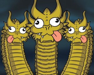 Create meme: the three heads of the dragon meme, gidora, King Gidora