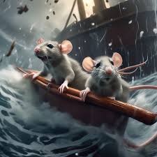 Create meme: the rats are jumping ship, painting of a rat in a boat, rats