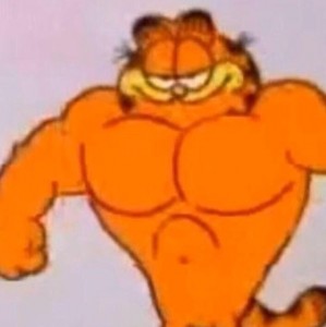 Создать мем: garfield, Мультфильм, накаченный гарфилд мем