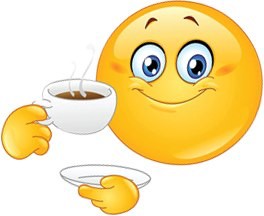 Create meme: good morning emoticons, Emoji good morning, smiley with tea
