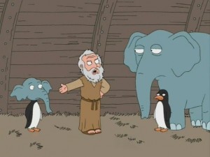 Create meme: meme elephant and the penguin family guy, family guy the elephant and the penguin, family guy Noahs ark