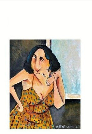 Create meme: the painting was sitting a woman was bored by the author, woman , pictures 