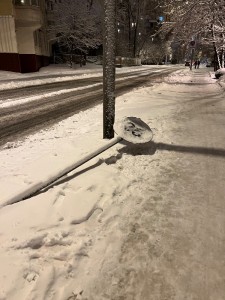 Create meme: snow, on the road, the sidewalk