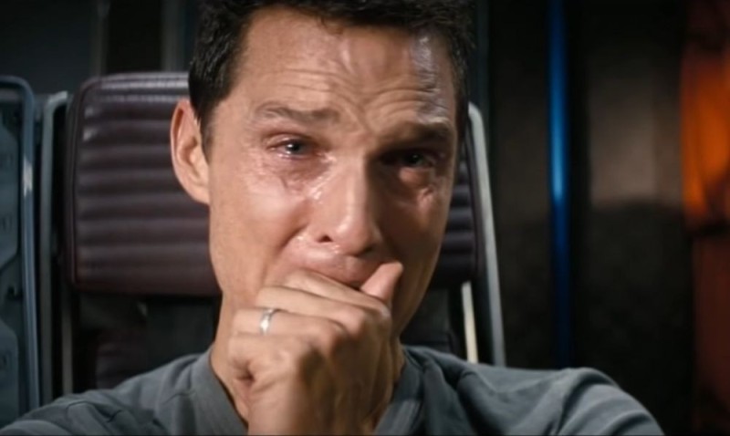 Create meme: crying McConaughey, Interstellar is crying meme, Matthew McConaughey crying in interstellar