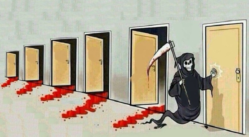 Create meme: the grim Reaper , death with a scythe knocks on the door, death is knocking at the door