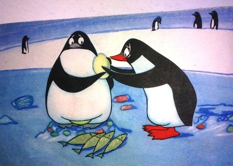 Создать мем: рисуем пингвина, пингвин мультик, пингвин на льдине