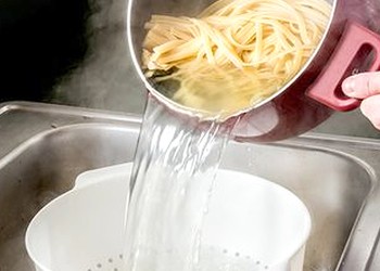 Create meme: pasta colander, drain the water from the pan, drain the pasta in a colander