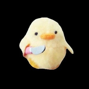 Create meme: chicken with a knife meme, duck with a knife, duck with knife toy