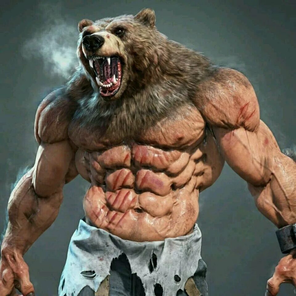 Создать мем: арсус арт, мускулистый медведь, медведь боец