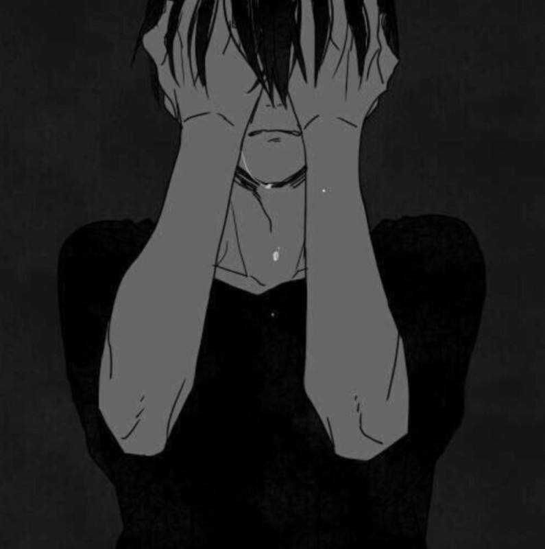 Создать мем: аниме депрессия и одиночество, рисунок, грустные аниме