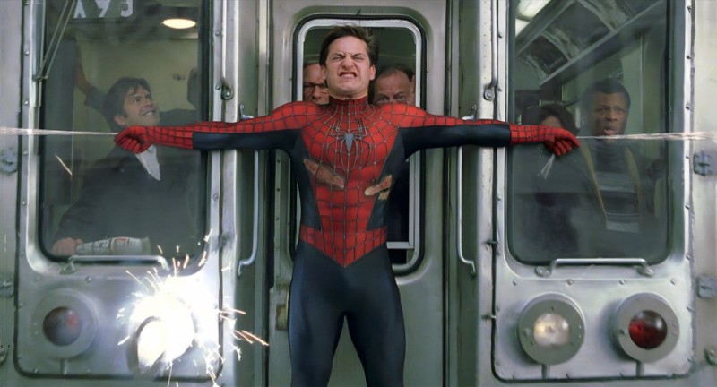 Create meme: Tobey Maguire spider man 2, Tobey Maguire spider man, Peter Parker Tobey Maguire Train