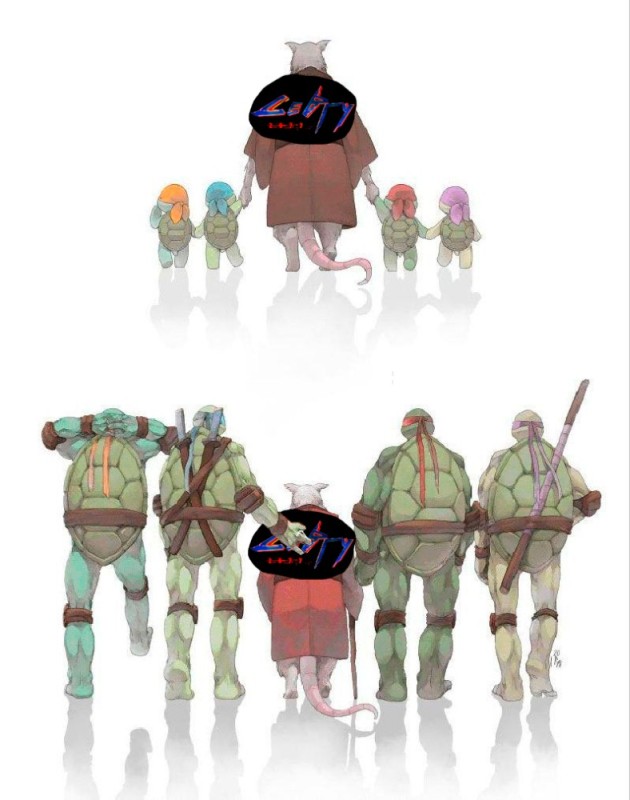 Create meme: Puna Nezuki Teenage mutant ninja turtles, teenage mutant ninja turtles and splinter, teenage mutant ninja turtles with splinter