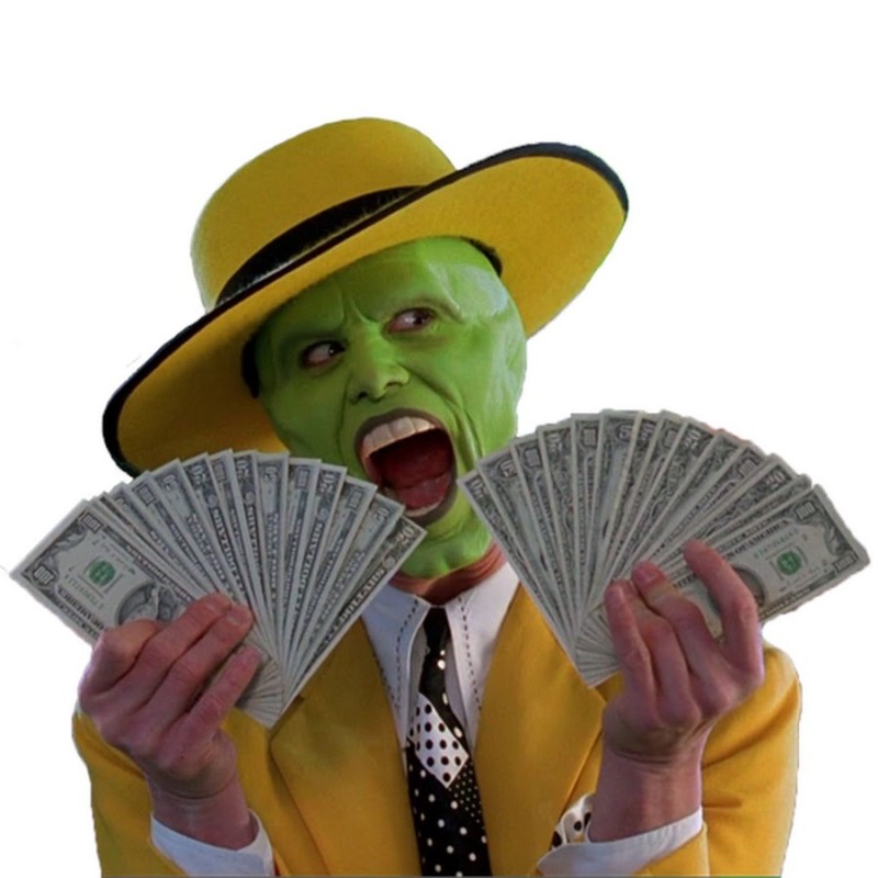 Create meme: Jim Carrey the mask money, meme about money, money