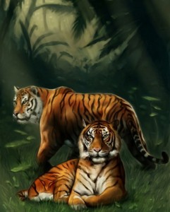 Создать мем: тигр арт, тигры любовь, тигр живопись