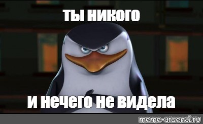 Понятно я увидела. Ты ничего не видел пингвины. Пингвины ты никого и ничего не видел. Пингвины из Мадагаскара ты ничего не видел. Ты ничего не видел Мем пингвины.