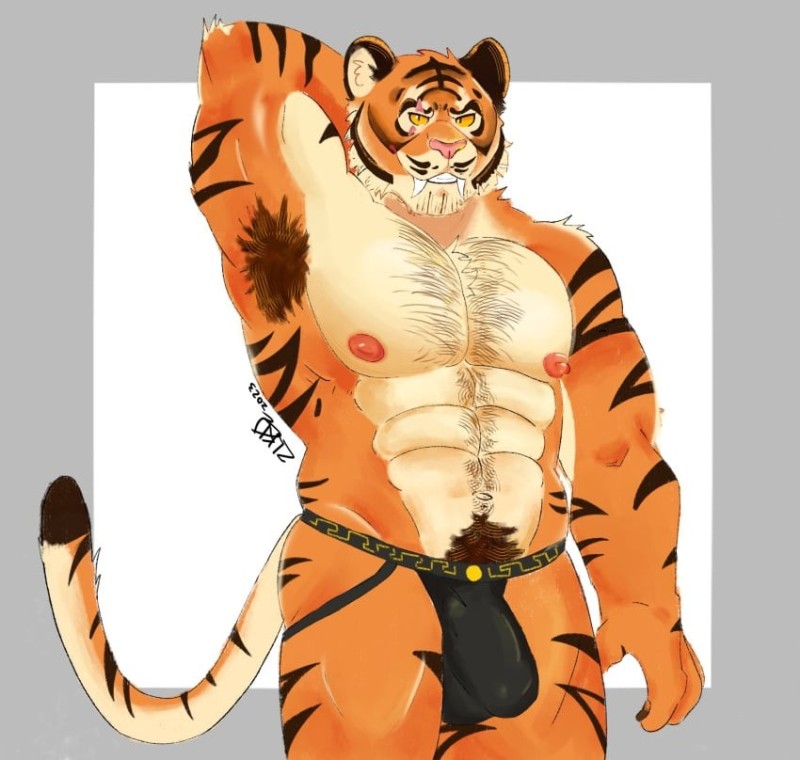 Create meme: Furry tiger guy, pumped up tiger, furry tiger