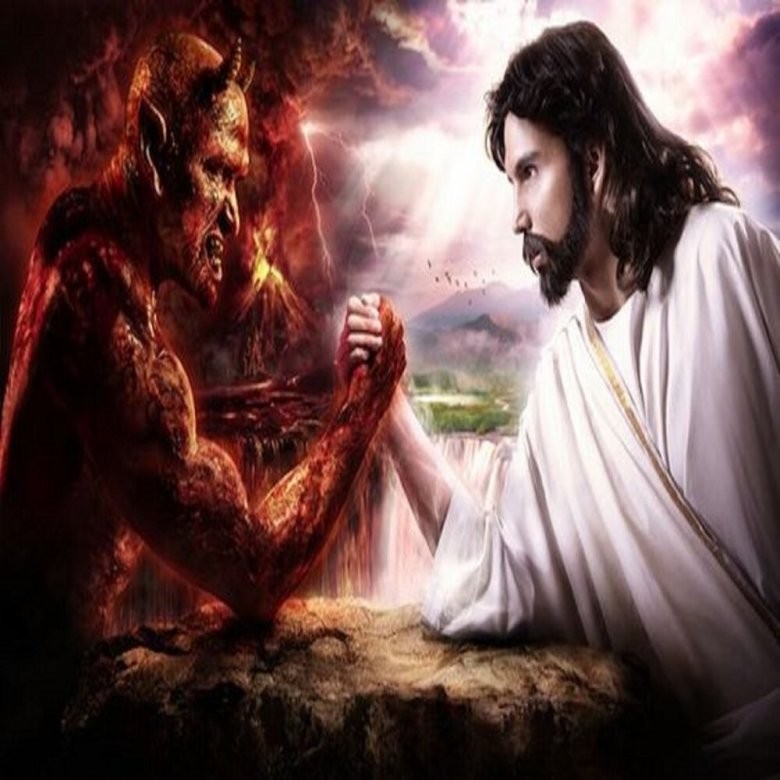 Create meme: Jesus and Satan, Jesus and the devil, God and Satan