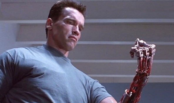 Create meme: terminater 2, terminator's hand, terminator 2 Schwarzenegger