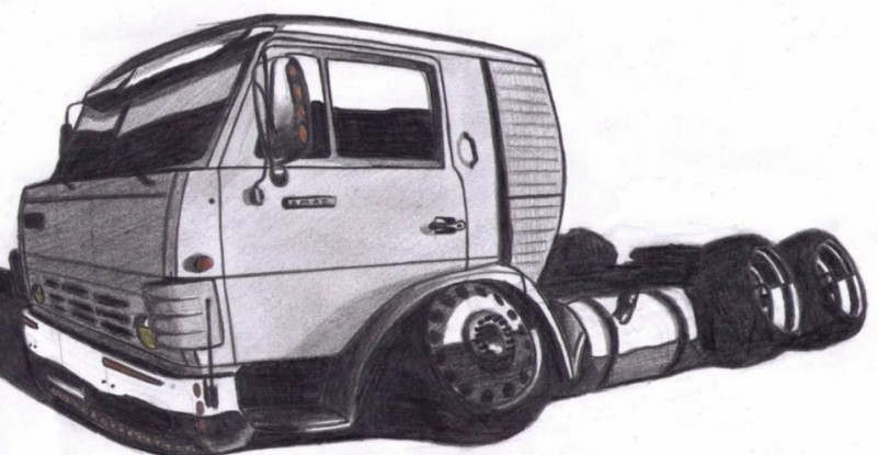 Create meme: kamaz 54115 in pencil, kamaz pencil, kamaz kamaz