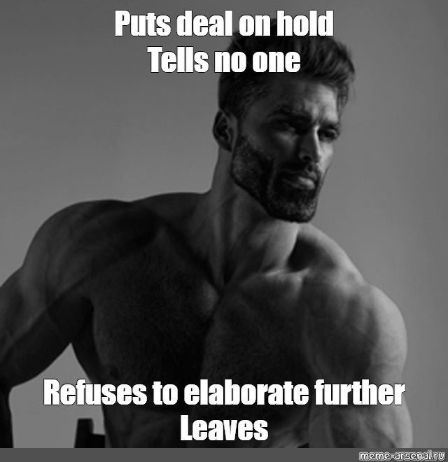 Meme "Puts deal on hold Tells no one Refuses to elaborate further