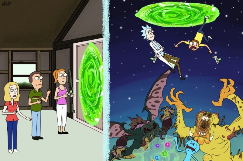 Create meme: Rick and Morty's 20-minute adventure, The portal from Rick and Morty, Rick and Morty Rick