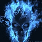 Create meme: photo skull demon, ice skull, to download photo of skull in blue flames