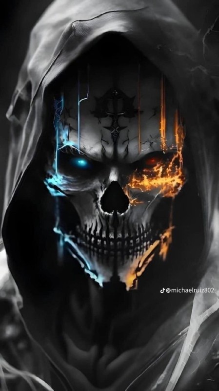Create meme: avatar skull, fire skeleton demon, grim reaper wallpaper for your phone